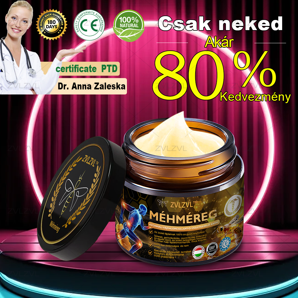 Hivatalos bolt: ZVLZVL™ Méhméreg Azonnali Ultra Erős Fájdalomcsillapító Krém - (Enyhíti a fájdalmat ízületi gyulladás, izomfájdalom, hátfájás, térdek, hát, vállak, csípők, csuklók, kezek esetén)