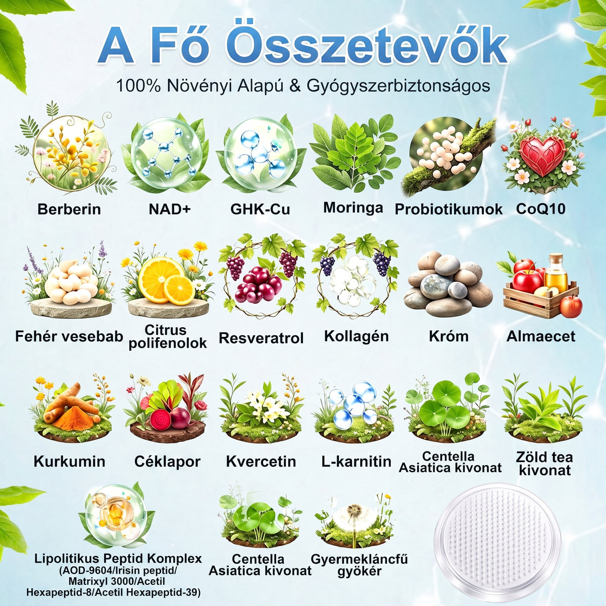 🌿Moringa · Berberine × NAD+ 10-in-1 Advanced Nano HAJUEI® Glumasetide 8az 1-ben Karcsú és EgészségesNano Mikrotűs Tapasz (Napi 1alkalom – látható változásakár 7 nap alatt) ✅ Elhízásra,bőrfeszesítésre,cukorbetegségre, alvásiapnoéra, ízületekre stb