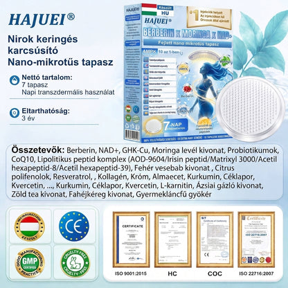 🌿Moringa · Berberine × NAD+ 10-in-1 Advanced Nano HAJUEI® Glumasetide 8az 1-ben Karcsú és EgészségesNano Mikrotűs Tapasz (Napi 1alkalom – látható változásakár 7 nap alatt) ✅ Elhízásra,bőrfeszesítésre,cukorbetegségre, alvásiapnoéra, ízületekre stb