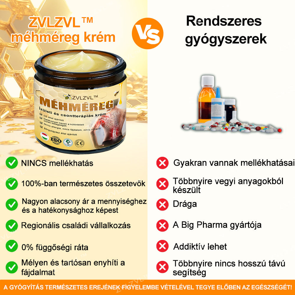 ZVLZVL™ 🐝Méhméreg Azonnali Ultra Erős Fájdalomcsillapító Krém - (Enyhíti a fájdalmat ízületi gyulladás, izomfájdalom, hátfájás, térdek, hát, vállak, csípők, csuklók, kezek esetén)