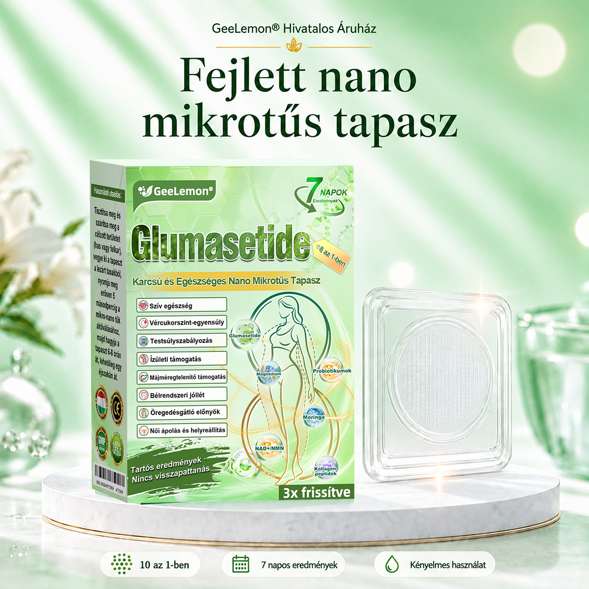 🌿🌿🎁Moringa · Berberine × NAD+ 10-in-1 Advanced Nano GeeLemon® Glumasetide 8az 1-ben Karcsú és EgészségesNano Mikrotűs Tapasz (Napi 1alkalom – látható változásakár 7 nap alatt) ✅ Elhízásra,bőrfeszesítésre,cukorbetegségre, alvásiapnoéra, ízületekre stb