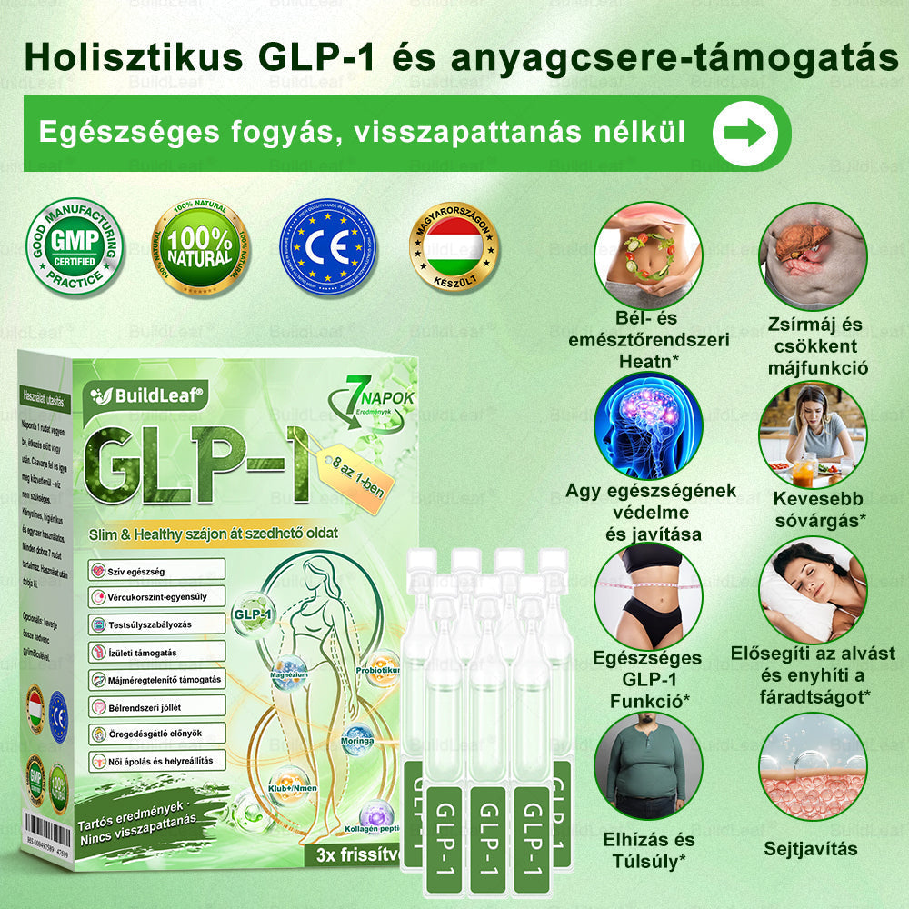 Karácsonyi limitált |BuildLeaf® GLP-1 8-az-1 Slim & Health szájüregi oldat – Egyszerű napi használat, látványos eredmény 7 nap alatt, 100 milliárd aktív probiotikummal ✅ testsúlykezelés, szív-, cukorbetegség-, bél- és női egészség, feszes bőr, energia.