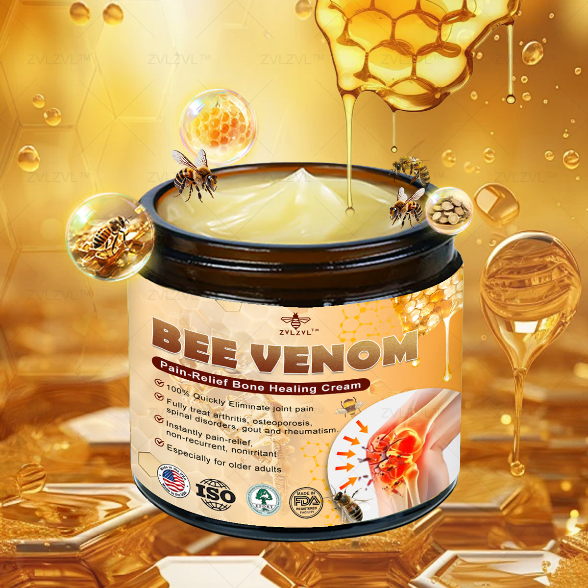 ZVLZVL™ Bee Venom Instant Pain Relief Arthritis Therapy Cream
